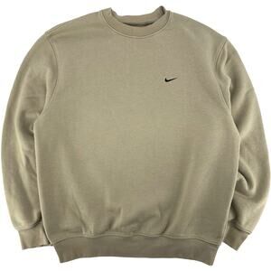 Vintage y2k Men's Taupe Nike Mini Swoosh Crewneck Sweatshirt Sz M Silver Tag